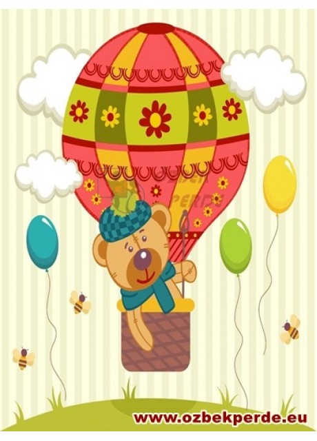 Uçan Balon Baskılı Bebek Halısı